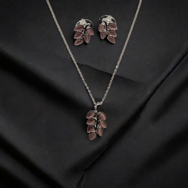 PINK FLORAL CLASSY NECKPIECE WITH EARRINGS SET